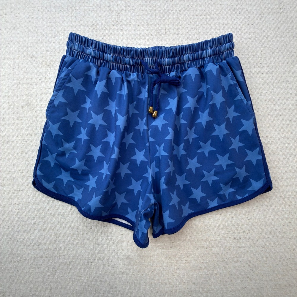 Jess Lea Shorts Womens Medium Star Print Blue Athletic Dolphin Fit Contemporary